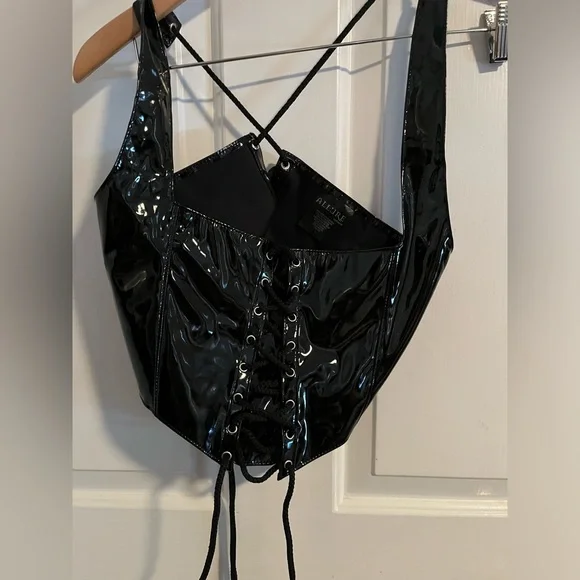 Allure Lingerie Leather PVC Latex Lace Up Top - Picture 1 of 3
